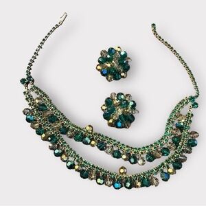 Vintage 1950’s G.P Crystal Necklace & Earring Set
